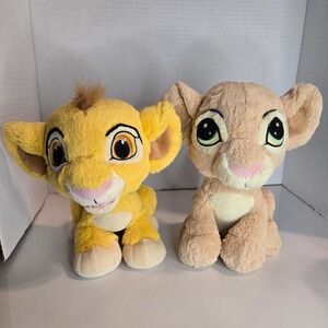 Disney The Lion King Nala Simba Plush Stuffed Animals Lot of 2 Big Head 8"
